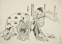 Kotatsu Dojoji, no. 5 from a series of 12 prints depicting parodies of plays by Okumura Masanobu