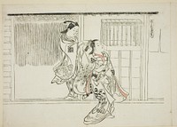 Comb Rashomon (Sashigushi Rashomon), no. 3 from a series of 12 prints depicting parodies of plays by Okumura Masanobu