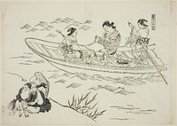 Eguchi and Love's Fishing Boat (Koi no tsuribune Eguchi), no. 4 from a series of 12 prints depicting parodies of plays by Okumura Masanobu