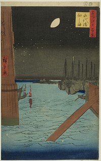 View of Tsukuda Island from Eitai Bridge (Eitaibashi Tsukudajima), from the series "One Hundred Famous Views of Edo (Meisho Edo hyakkei)" by Utagawa Hiroshige