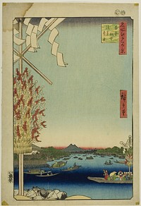 Asakusa River, Great Riverbank, Miyato River (Asakusagawa Okawabata Miyatogawa), from the series "One Hundred Famous Views of Edo (Meisho Edo hyakkei)" by Utagawa Hiroshige