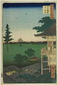 Sazai Hall of the Five Hundred Rakan Temple (Gohyaku Rakan Sazaido), from the series “One Hundred Famous Views of Edo (Meisho Edo hyakkei)” by Utagawa Hiroshige