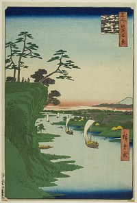 View of Konodai and the Tone River (Konodai Tonegawa fukei), from the series "One Hundred Famous Views of Edo (Meisho Edo hyakkei)" by Utagawa Hiroshige