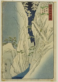 Snow on the Kiso Gorge, Shinshu Province (Shinshu Kiso no yuki) from the series “One Hundred Famous Views in the Various Provinces (Shokoku meisho hyakkei)” by Utagawa Hiroshige II (Shigenobu)