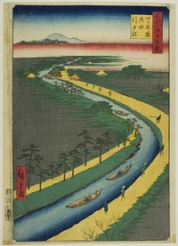 Towboats along the Yotsugidori Canal (Yotsugidori yosui hikifune), from the series “One Hundred Famous Views of Edo (Meisho Edo hyakkei)” by Utagawa Hiroshige