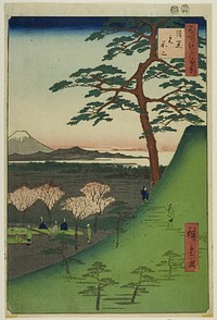 Original Fuji, Meguro (Meguro Moto-Fuji), from the series "One Hundred Famous Views of Edo (Meisho Edo hyakkei)" by Utagawa Hiroshige