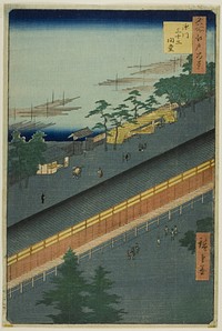 The Hall of Thirty-Three Bays at Fukagawa (Fukagawa Sanjusangendo), from the series "One Hundred Famous Views of Edo (Meisho Edo hyakkei)" by Utagawa Hiroshige