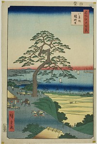 The Armor-hanging Pine at Hakkeizaka (Hakkeizaka Yoroikakematsu), from the series "One Hundred Famous Views of Edo (Meisho Edo hyakkei)" by Utagawa Hiroshige