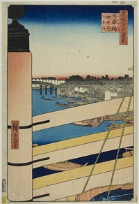 Nihon Bridge and Edo Bridge (Nihonbashi, Edobashi), from the series "One Hundred Famous Views of Edo (Meisho Edo hyakkei)" by Utagawa Hiroshige