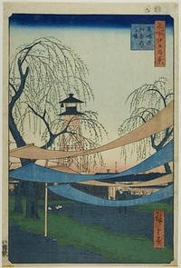 The Hatsune Riding Grounds at Bakuro-cho (Bakuro-cho Hatsune no Baba), from the series "One Hundred Famous Views of Edo (Meisho Edo hyakkei)" by Utagawa Hiroshige