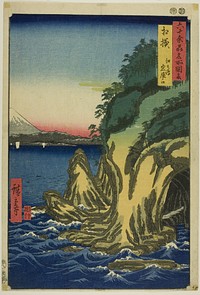 Sagami Province: Entrance to the Caves at Enoshima (Sagami, Enoshima iwaya no kuchi), from the series "Famous Places in the Sixty-odd Provinces (Rokujuyoshu meisho zue)" by Utagawa Hiroshige