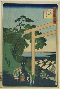 Daijin Shrine at Funabashi, Shimosa Province (Shimosa Funabashi Daijingu) from the series “One Hundred Famous Views in the Various Provinces (Shokoku meisho hyakkei)” by Utagawa Hiroshige II (Shigenobu)