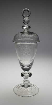 Covered Diamond-Engraved Armorial Marriage Goblet