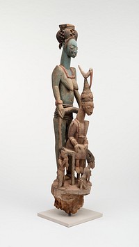 Veranda Post (Òpó Ògògá), Yoruba King and Wife by Olowe of Ise