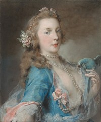 A Young Lady with a Parrot by Rosalba Carriera