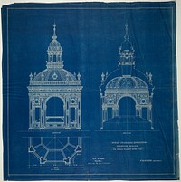 World's Columbian Exposition Cluett Coon & Co. Exhibition Pavilion, Chicago, Illinois, Plan, Elevation, and Section by Peter Joseph Weber (Architect)