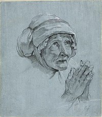 Study of the Head and Hands of an Old Woman Looking Up by Nicolas Bernard Lépicié