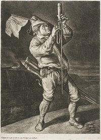 Man Lighting a Rocket, also called Peace is Better than a Victory, from Communia Gaudia (The Wide-Spread Rejoicing at the Siege of Namur) by Cornelis Dusart