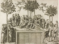 Apollo on Parnassus by Marcantonio Raimondi