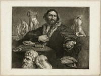 Portrait of Andrea Odoni, from Cabinet Reynst (Variarum imaginum a celeberrimis artificibus pictarum Caelaturae; Engravings of various images painted by famous artists) by Cornelis Visscher