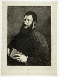 Portrait of the Poet Pietro Aretino, from Cabinet Reynst; Variarum imaginum a celeberrimis artificibus pictarum Caelaturae (Cabinet Reynst: Engravings of various images painted by famous artists) by Cornelis van Dalen, II