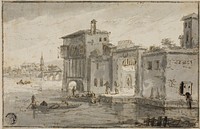 Buildings Beside Lagoon by Claude Lorrain