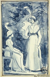 Two Women in Late 18th Century Dress by William Edward Frost