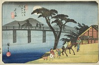 No. 28: Nagakubo, from the series "Sixty-nine Stations of the Kisokaido (Kisokaido rokujukyu tsugi no uchi)" by Utagawa Hiroshige