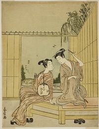 Young Couple Enjoying the Cool of Evening by Shiba Kokan