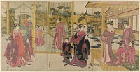 Courtesans of the Chojiya and their attendants playing kemari by Utagawa Toyokuni I