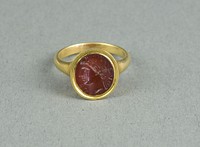 Finger Ring with Intaglio Depicting the Head of a Woman by Ancient Roman