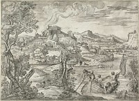 Landscape with a Luteplayer by Giovanni Francesco Grimaldi