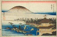 The Temple of the Golden Pavilion (Kinkakuji), from the series "Famous Places in Kyoto (Kyoto meisho no uchi)" by Utagawa Hiroshige