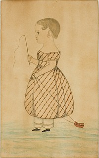 Standing Girl in Profile to Left with Whip and Toy Sleigh by Unknown artist