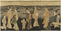 Women watching fireworks at Sumida River by Kitagawa Utamaro