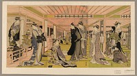 The parlor of a brothel in the pleasure quarters by Utagawa Toyokuni I