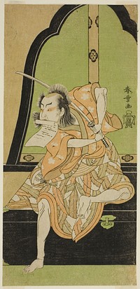 The Actor Onoe Kikugoro I as Ukishima Danjo (?) in the Play Shinasadame Soma no Mombi (?), Performed at the Ichimura Theater (?) in the Seventh Month, 1770 (?) by Katsukawa Shunsho