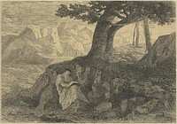 Hermit in Landscape by Odilon Redon