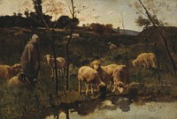 Landscape with Sheep, Picardy by Harry Thompson