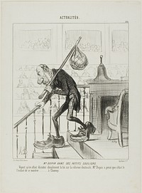 Mr. Dupin in His Little Shoes. Once Mr. Dupin noticed that one started a heated discussion about the reform of the election laws, he considered it the right moment to show himself at Clamecy, plate 123 from Actualités by Honoré-Victorin Daumier