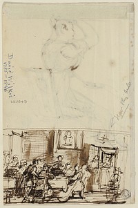 People at a Table (recto), and Study for Cottage Toilet (verso) by David Wilkie