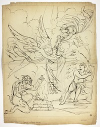 Unidentified Mythological Birth Scene (recto); Cupid and Psyche (verso) by Unknown artist