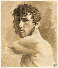 Bust of Male Nude (recto); Portrait Sketch of Man with Sketches of Women (verso) by Anne-Louis Girodet de Roussy-Trioson