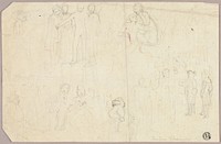 Sketches for Tristram Shandy (recto); Sketches of Medallion with Seated Allegorical Figure (verso) by Thomas Stothard
