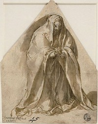 Kneeling Woman (recto and verso) by Sante Peranda