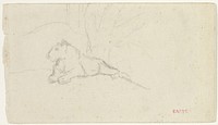 Lioness Lying near a Tree by Antoine Louis Barye
