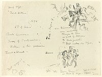 Sheet of Sketches: Soldier on Horseback and Soldier with Sabre Conduting Prisoner (recto); Sheet of Sketches (verso) by Thomas Nast