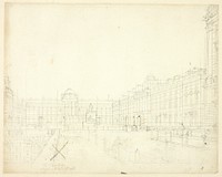Study for Somerset House, Strand, from Microcosm of London by Augustus Charles Pugin