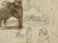 Sketches of Park Views, Heads, a Horse by Jean Louis André Théodore Géricault