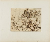 Sheet of Sketches: Lancers, Struggling Nudes, Other Subjects by Jean Louis André Théodore Géricault